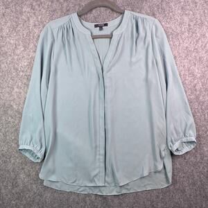 NYDJ Women's S Pintuck-Back Green 3/4 Sleeve Career Blouse